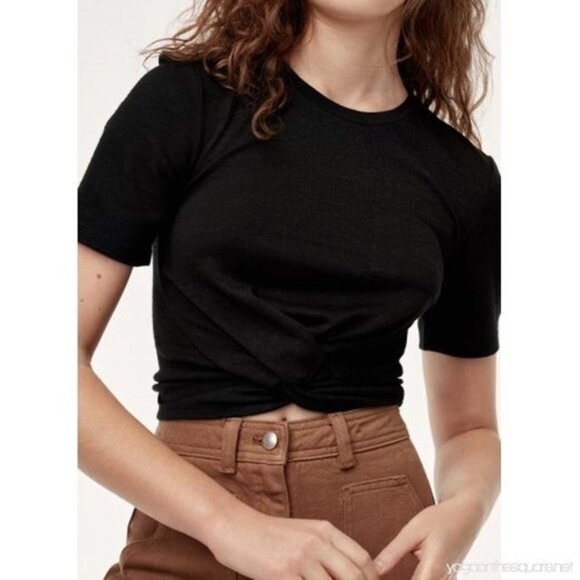Aritzia Wilfred Free Subah T-shirt with Knot Detail Black Size Small - Picture 1 of 7